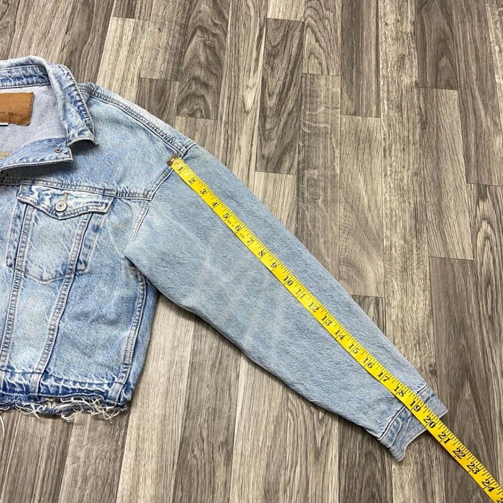 American Eagle Button Down Blue Denim Cropped Fra… - image 4